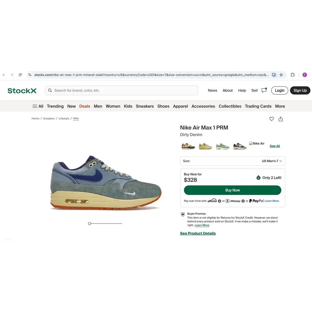 New Nike Air Max 1 Premium - Dirty Denim Men's Size 5